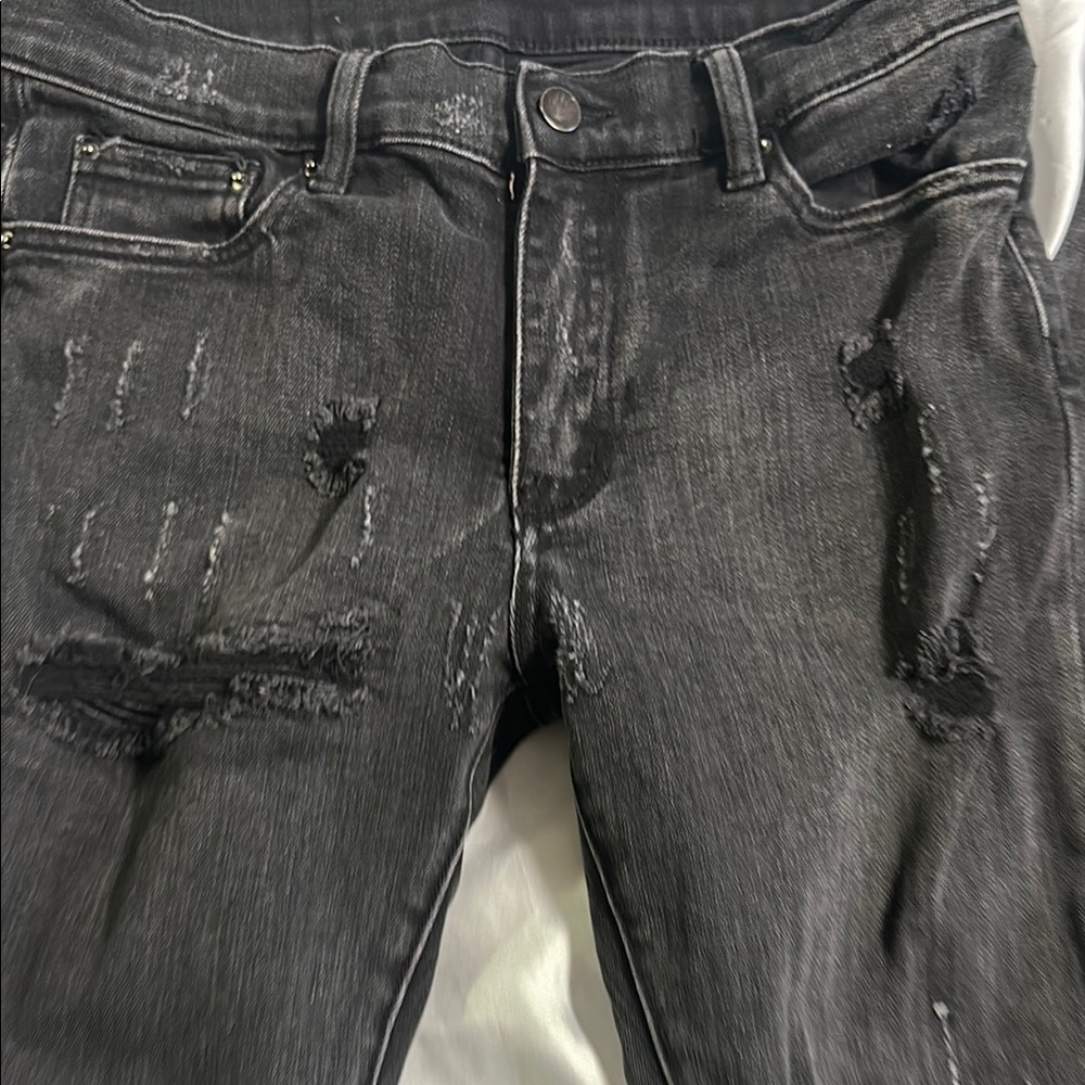 Distressed Black Denim Jeans